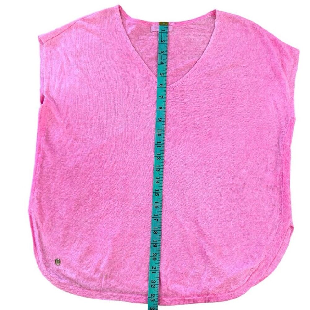 Lilly Pulitzer Women's Knit Short Cap Sleeve V-Neck Boxy Top Pink Size 2XS/XS - Picture 6 of 6